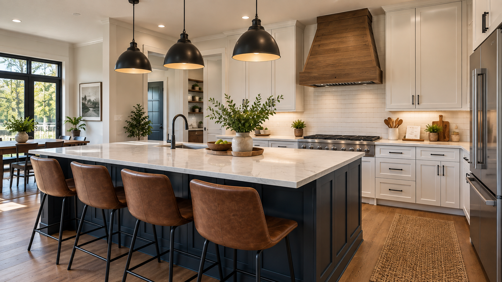 Modern kitchen with custom cabinetry and large island